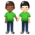 🧑🏾‍🤝‍🧑🏻 people holding hands: medium-dark skin tone, light skin tone display on Samsung